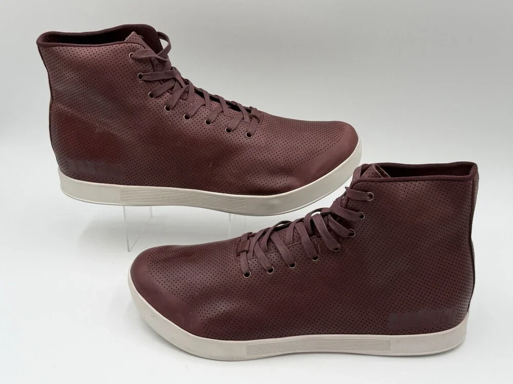 NOBULL Men’s Size 15 High-Top Court Trainer Deep Burgundy Perforated Leather